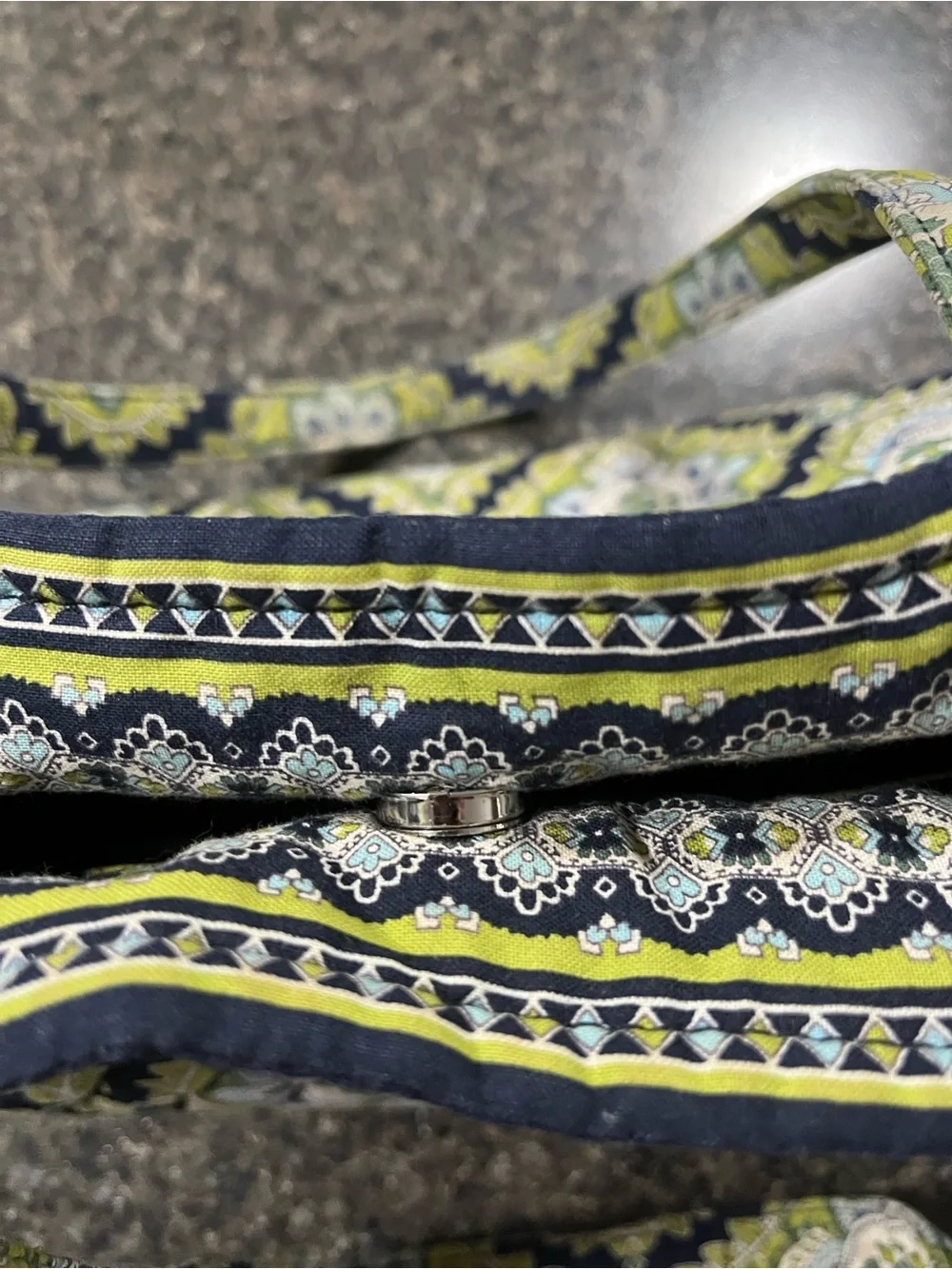 Vera Bradley Navy and Lime Green Quilted Tote
